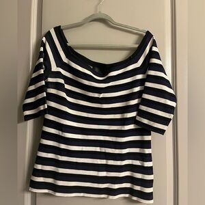 RACHEL Rachel Roy Black and White Striped Short Sleeve Top